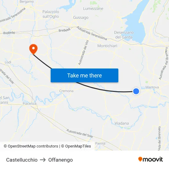 Castellucchio to Offanengo map