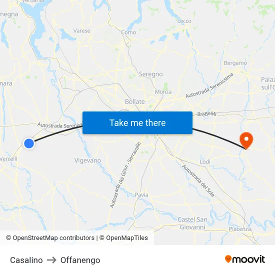 Casalino to Offanengo map