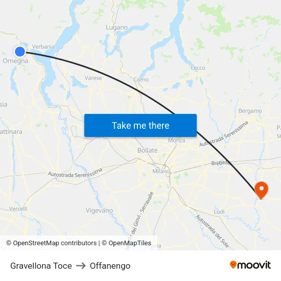 Gravellona Toce to Offanengo map