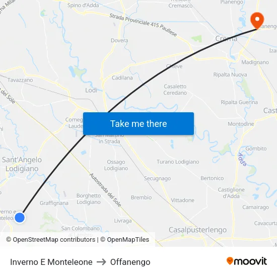 Inverno e Monteleone to Offanengo map