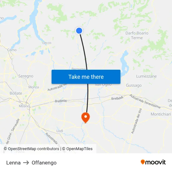 Lenna to Offanengo map