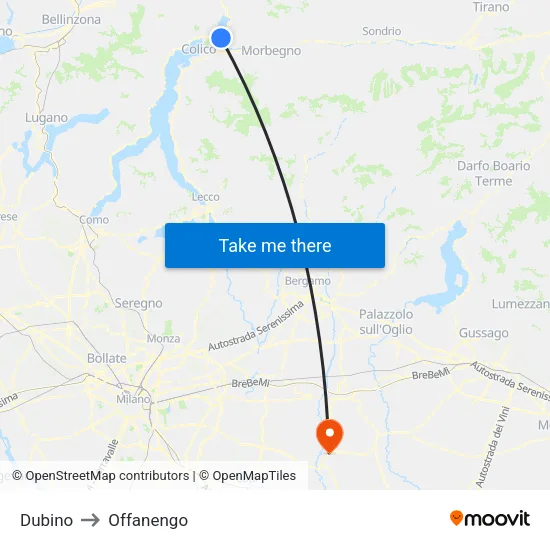 Dubino to Offanengo map