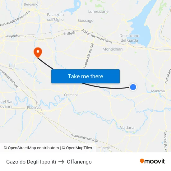 Gazoldo Degli Ippoliti to Offanengo map