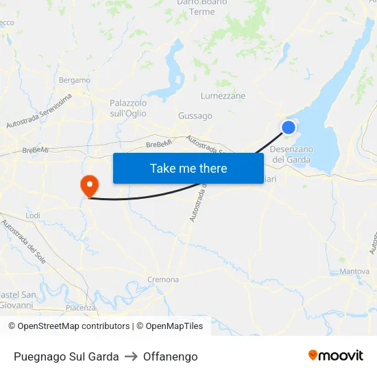 Puegnago sul Garda to Offanengo map