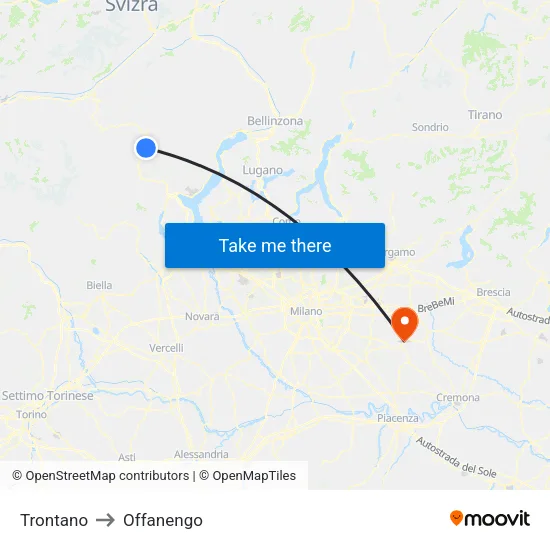 Trontano to Offanengo map
