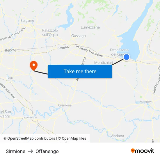 Sirmione to Offanengo map