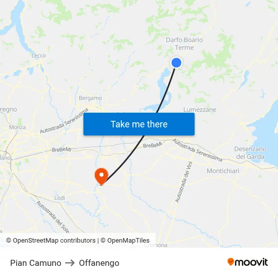 Pian Camuno to Offanengo map