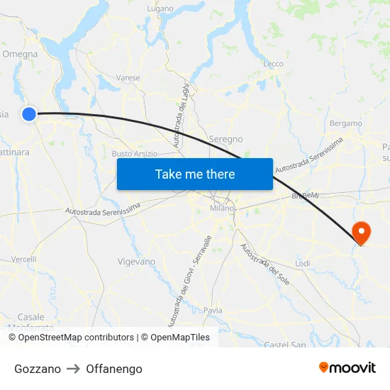 Gozzano to Offanengo map