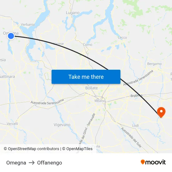 Omegna to Offanengo map