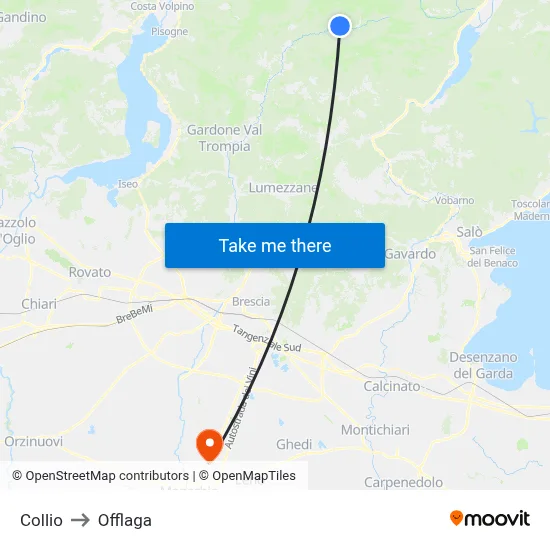 Collio to Offlaga map