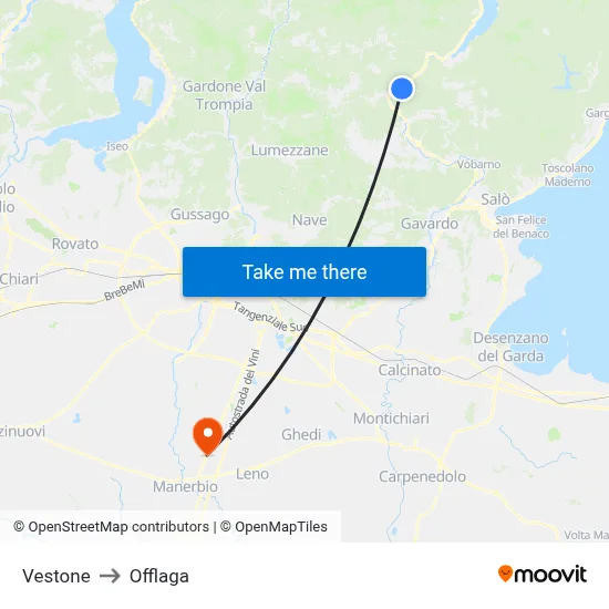 Vestone to Offlaga map