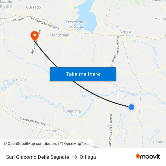 San Giacomo Delle Segnate to Offlaga map
