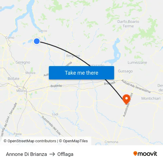 Annone di Brianza to Offlaga map