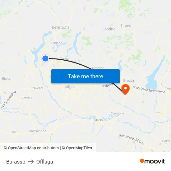 Barasso to Offlaga map