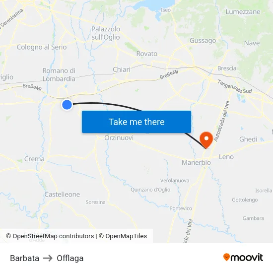 Barbata to Offlaga map