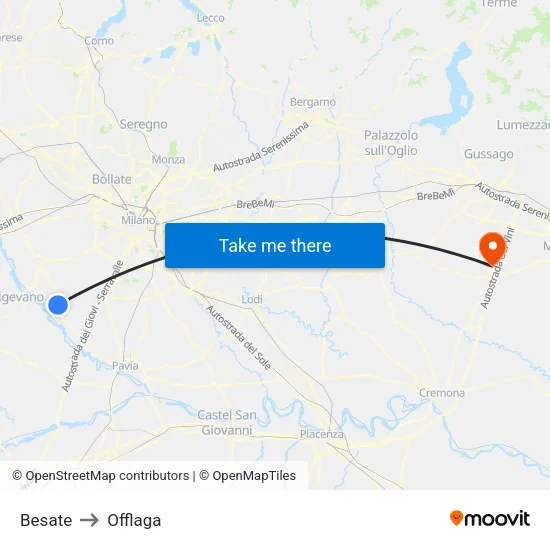 Besate to Offlaga map