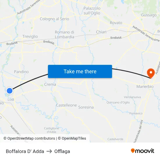 Boffalora D'Adda to Offlaga map