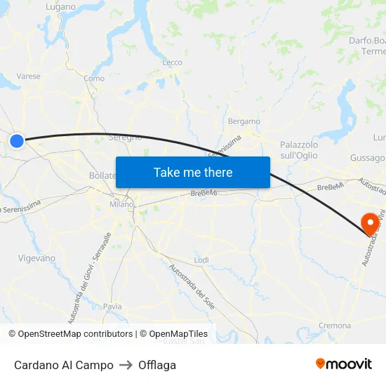 Cardano Al Campo to Offlaga map