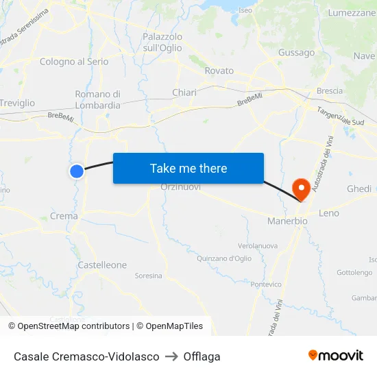 Casale Cremasco-Vidolasco to Offlaga map