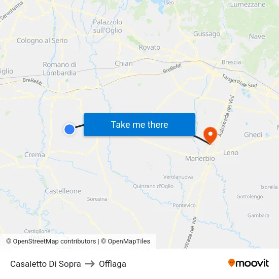 Casaletto Di Sopra to Offlaga map