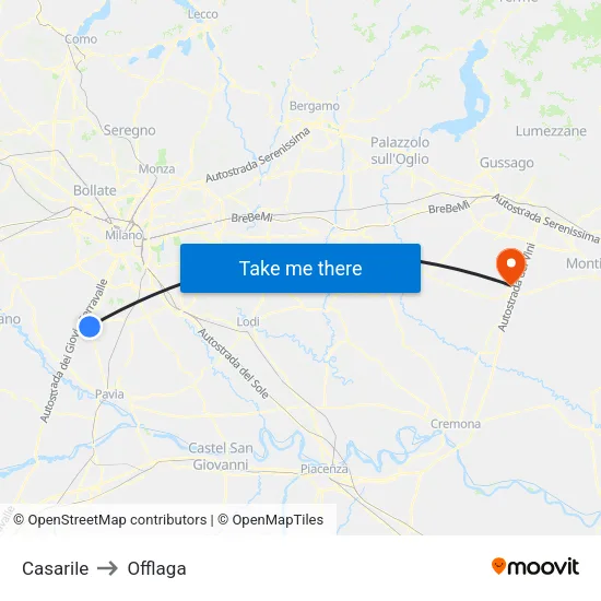 Casarile to Offlaga map
