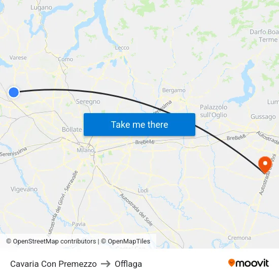Cavaria Con Premezzo to Offlaga map
