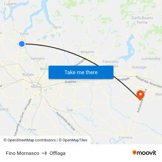 Fino Mornasco to Offlaga map