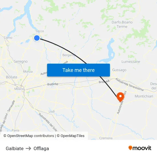 Galbiate to Offlaga map