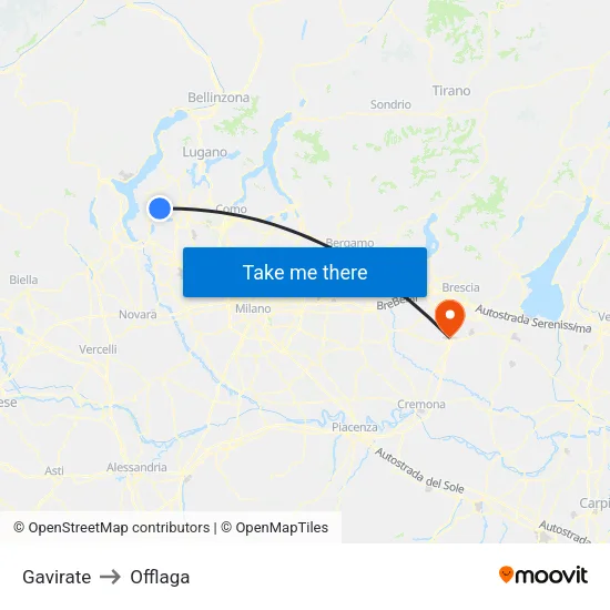 Gavirate to Offlaga map