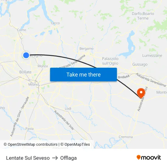 Lentate Sul Seveso to Offlaga map