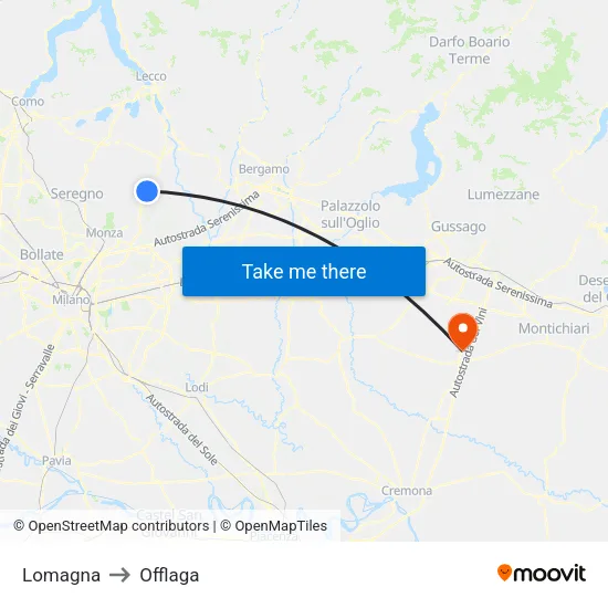Lomagna to Offlaga map