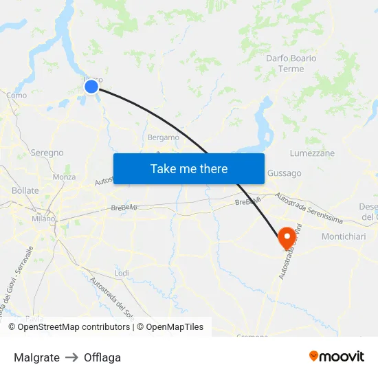 Malgrate to Offlaga map