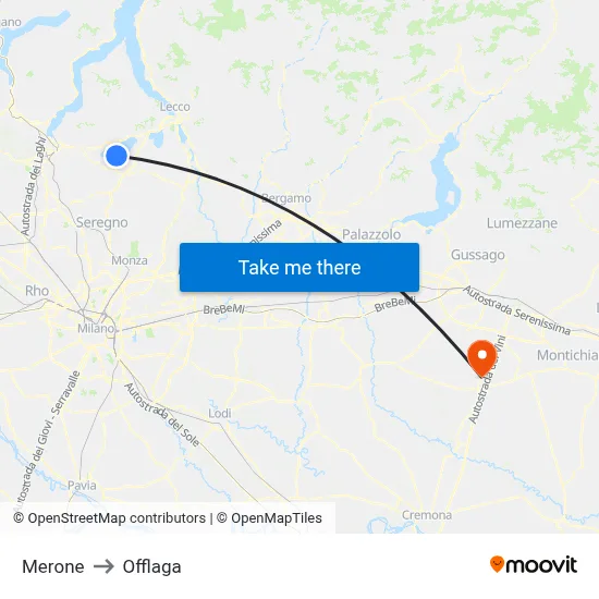Merone to Offlaga map