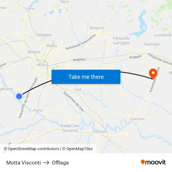 Motta Visconti to Offlaga map