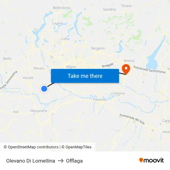Olevano Di Lomellina to Offlaga map