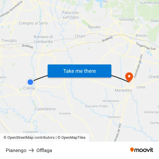 Pianengo to Offlaga map