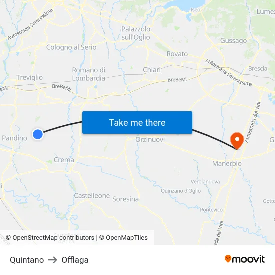 Quintano to Offlaga map