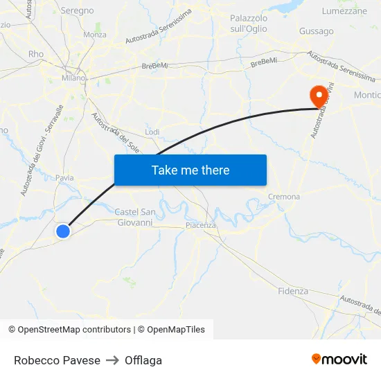 Robecco Pavese to Offlaga map