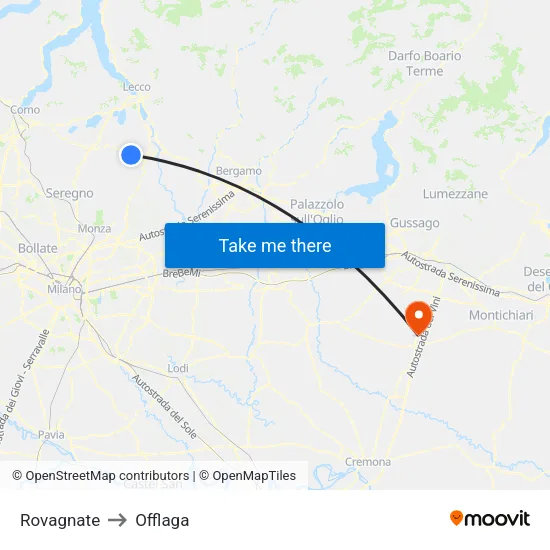 Rovagnate to Offlaga map
