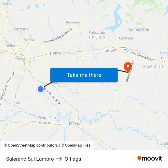 Salerano Sul Lambro to Offlaga map