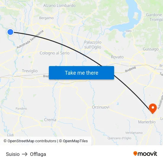 Suisio to Offlaga map