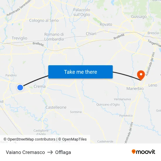 Vaiano Cremasco to Offlaga map