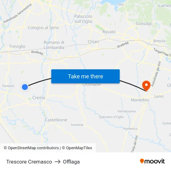 Trescore Cremasco to Offlaga map