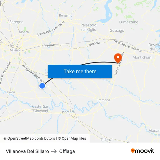 Villanova Del Sillaro to Offlaga map