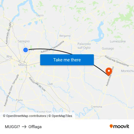 Muggiò to Offlaga map
