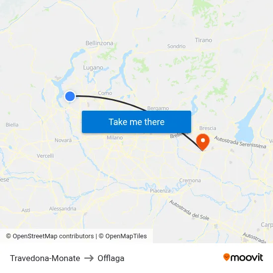 Travedona-Monate to Offlaga map