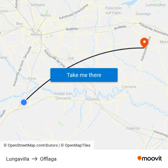 Lungavilla to Offlaga map