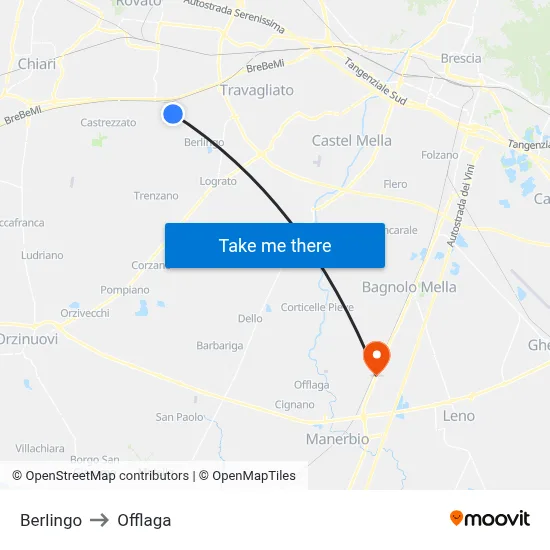 Berlingo to Offlaga map