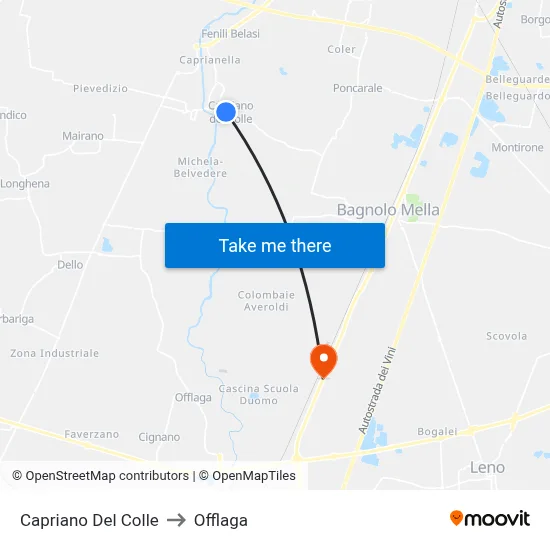 Capriano Del Colle to Offlaga map