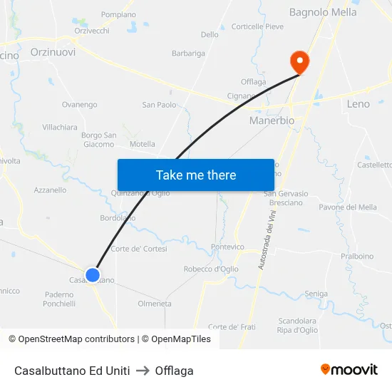 Casalbuttano Ed Uniti to Offlaga map